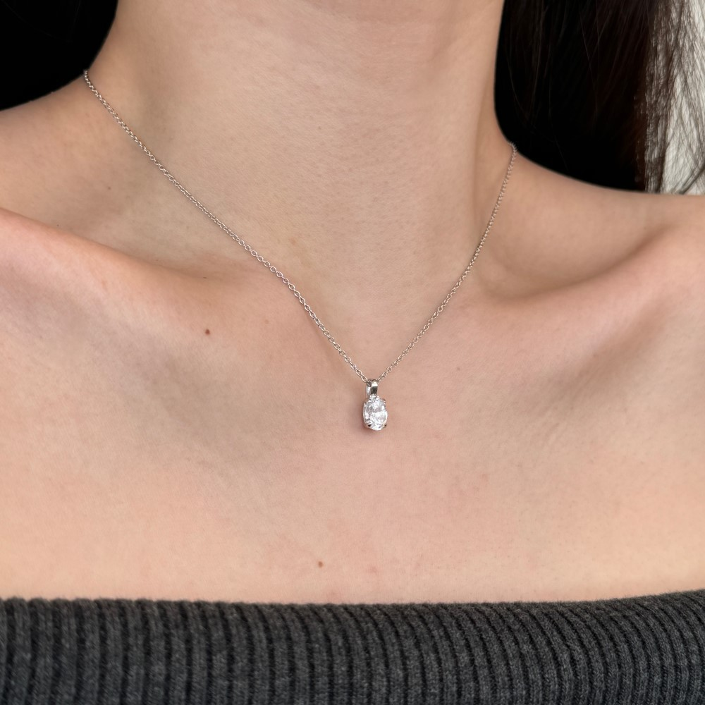 S925 sterling silver, single zircon dianty necklace