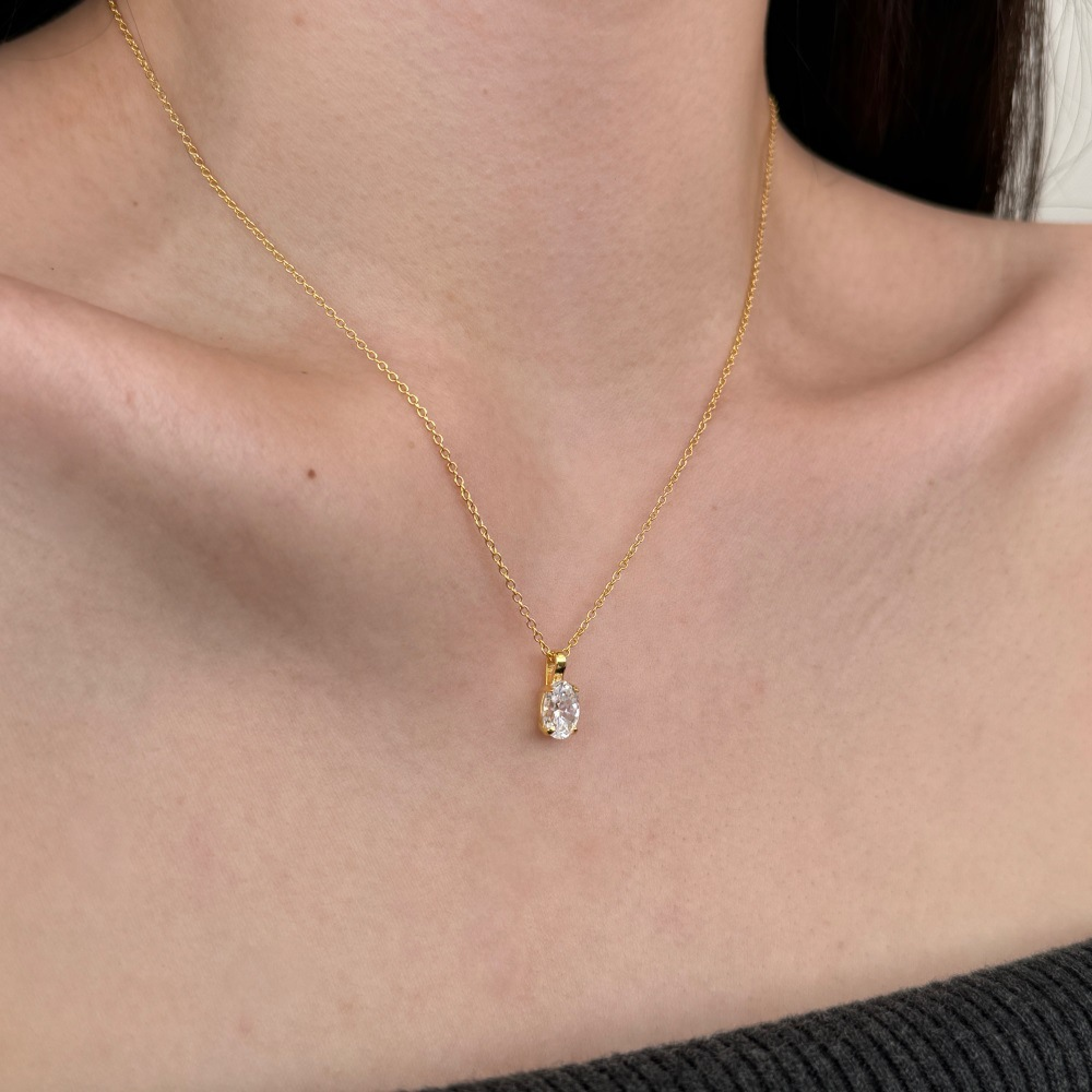 S925 sterling silver, single zircon dianty necklace