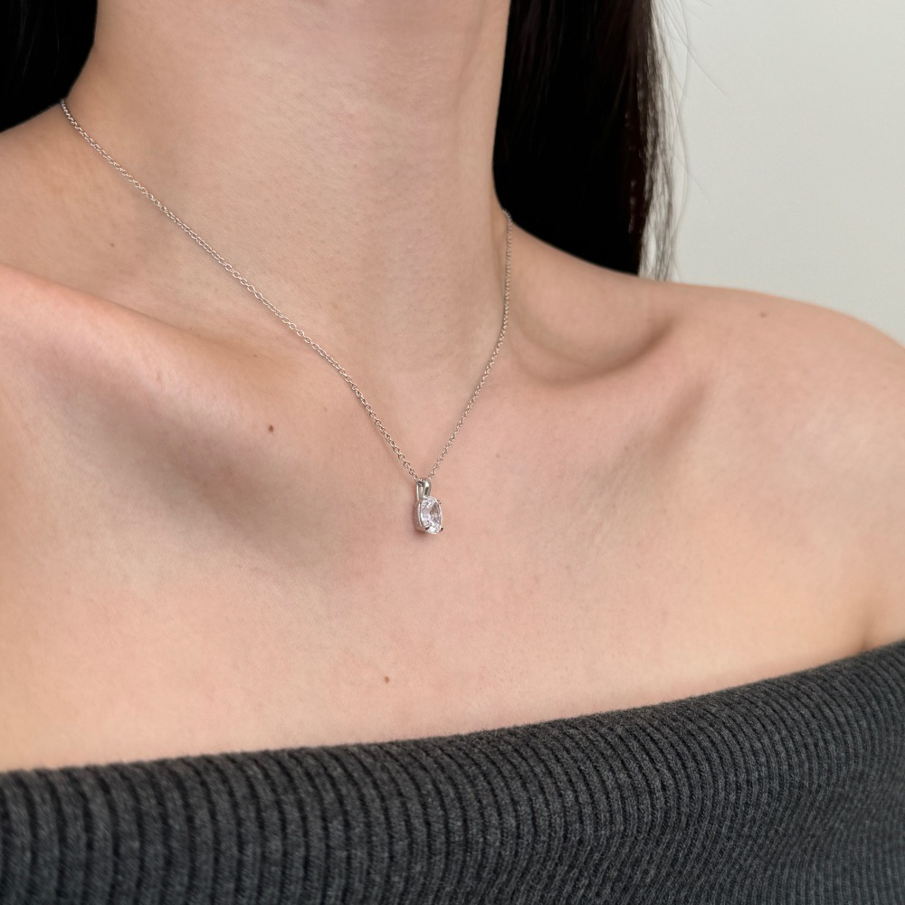 S925 sterling silver, single zircon dianty necklace