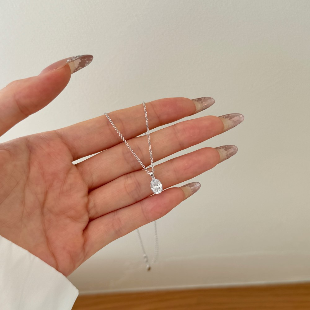 S925 sterling silver, single zircon dianty necklace