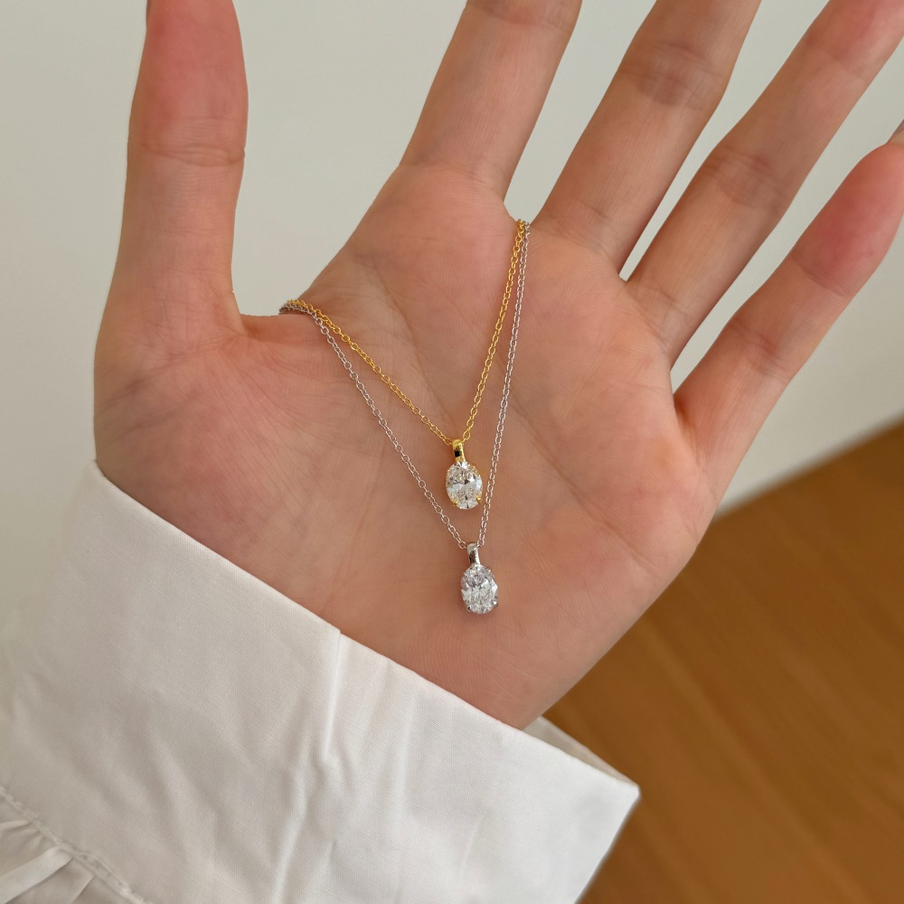 S925 sterling silver, single zircon dianty necklace