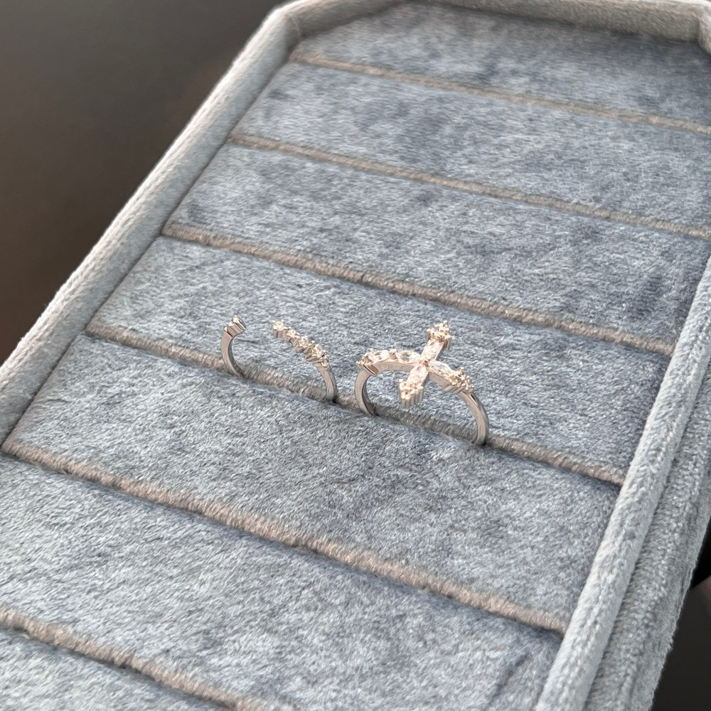 Cross Ring Set, S925 Sterling Silver