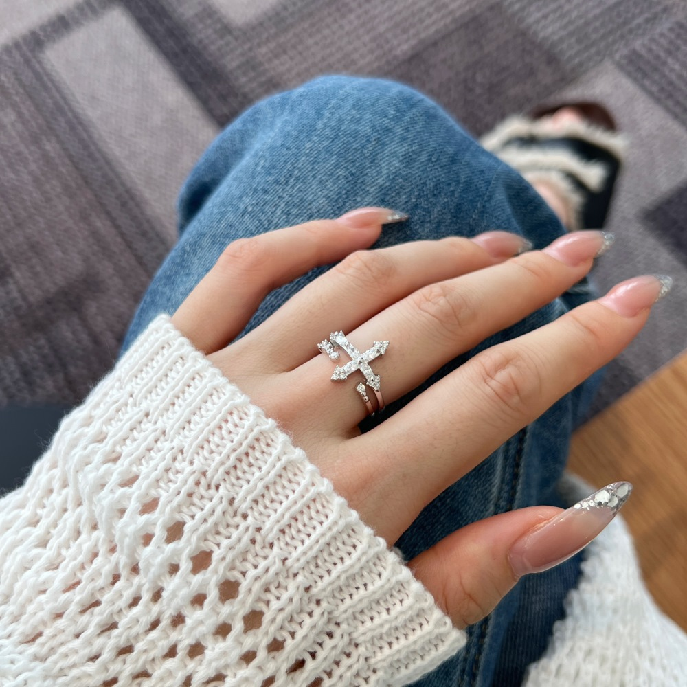 Cross Ring Set, S925 Sterling Silver