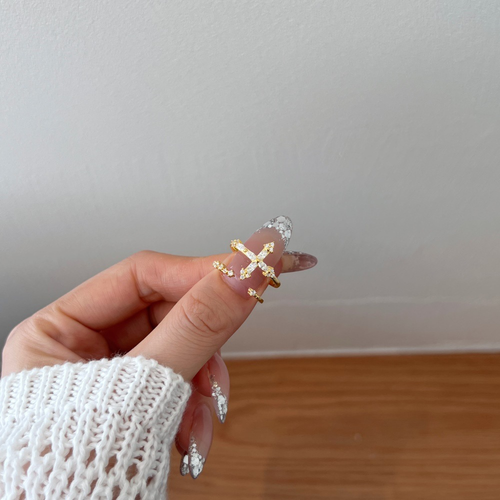 Cross Ring Set, S925 Sterling Silver