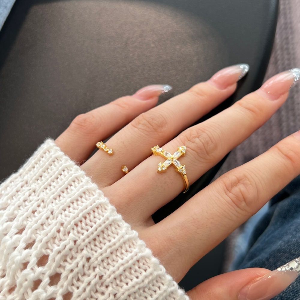 Cross Ring Set, S925 Sterling Silver