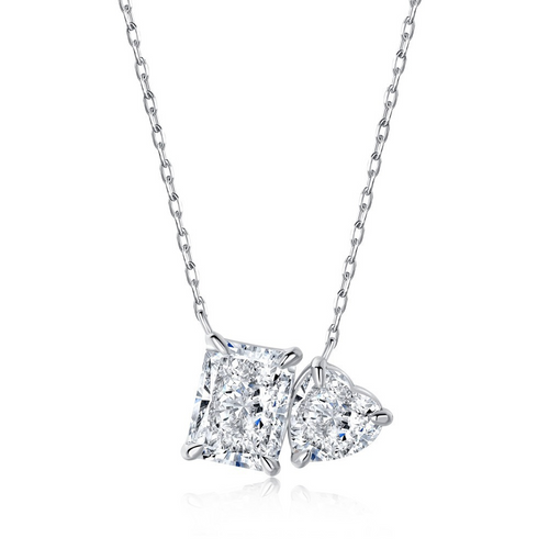 rectangular heart-shaped zirconia necklace
