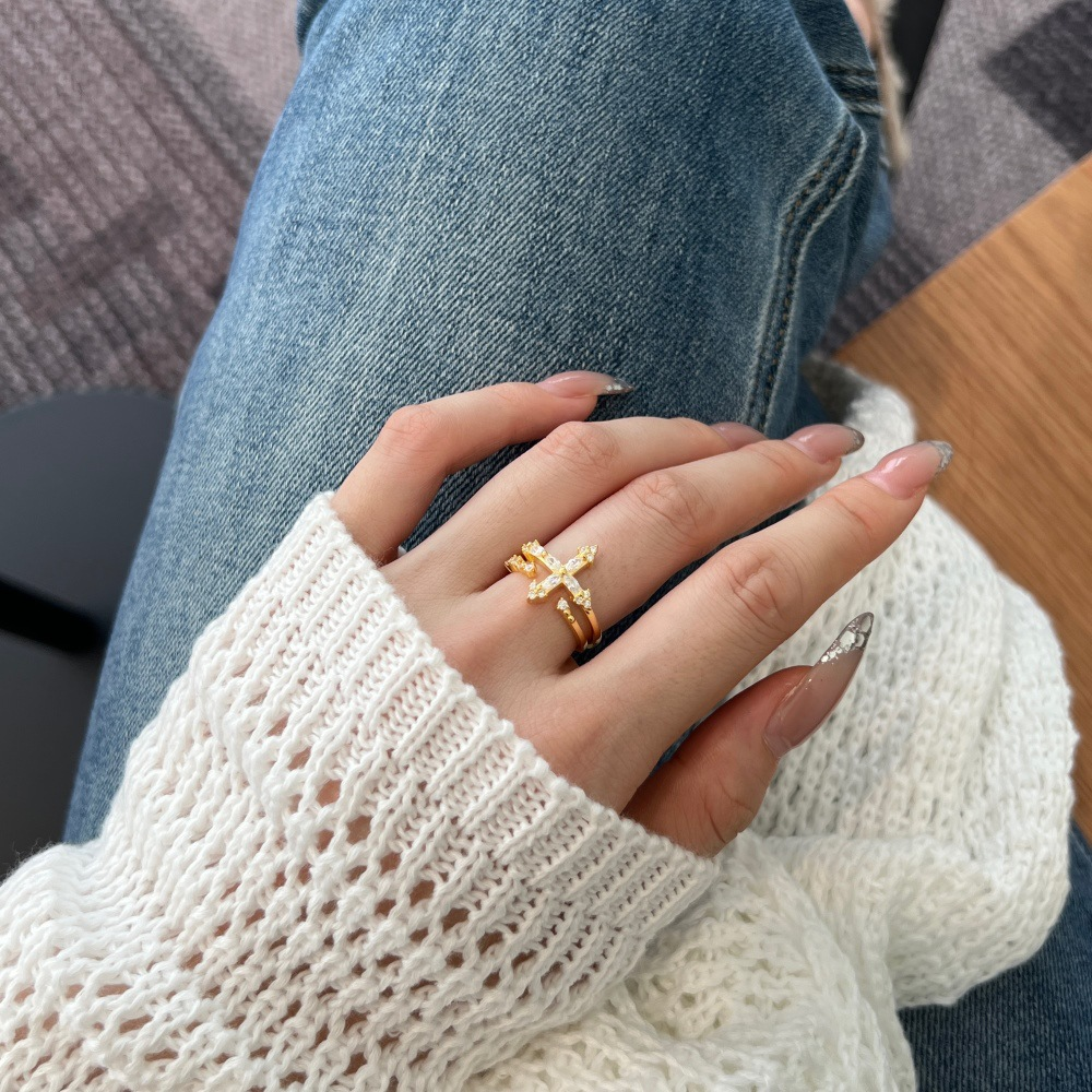 Cross Ring Set, S925 Sterling Silver