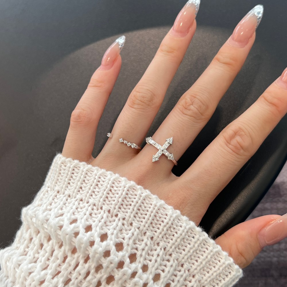 Cross Ring Set, S925 Sterling Silver